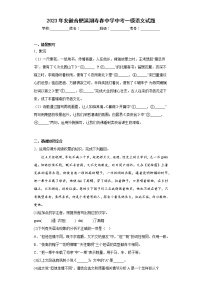 2023年安徽合肥滨湖寿春中学中考一模语文试题（含答案）