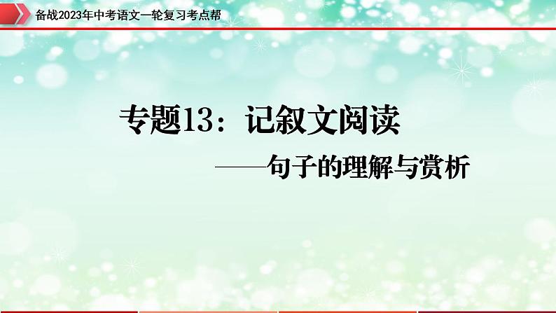 备战2023年中考语文一轮复习课件+习题 专题13:记叙文阅读之句子的理解与赏析 (全国通用)03