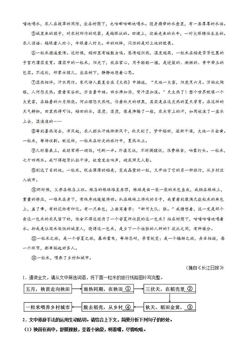备战2023年中考语文一轮复习课件+习题 专题13:记叙文阅读之句子的理解与赏析 (全国通用)02