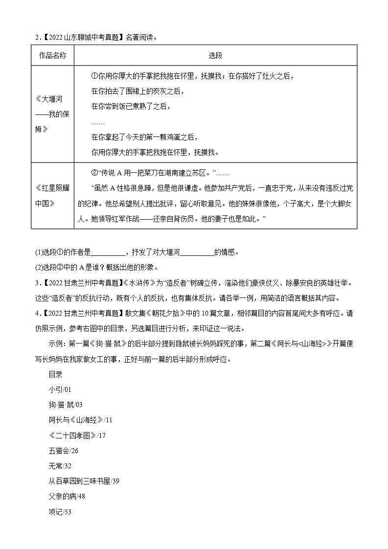 专题06:名著导读【专题检测】-备战2023中考语文一轮复习通关宝典(解析版)第2页