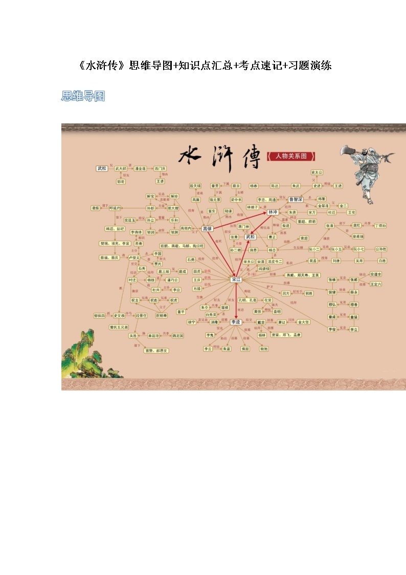 《水浒传》（原卷版+解析版）-初中语文名著导读之思维导图+知识点汇总+考点速记+习题演练01