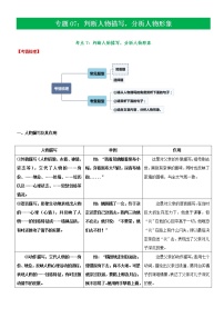 中考语文二轮复习记叙文文本阅读专题07  判断人物描写，分析人物形象(教师版)