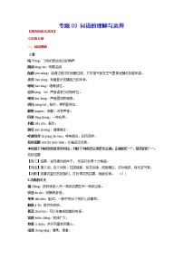 2023年中考語(yǔ)文基礎(chǔ)考點(diǎn)精講精練專(zhuān)項(xiàng)匯編專(zhuān)題03 詞語(yǔ)的理解與運(yùn)用(考點(diǎn)講解)