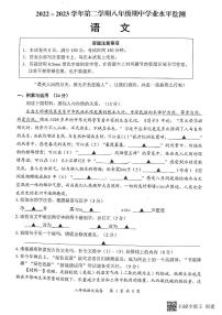 江苏省宿迁市泗阳县2022-2023学年八年级下学期期中学业质量监测语文试题