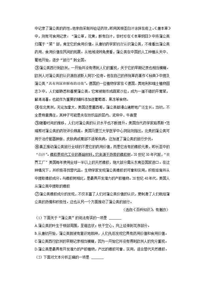 2023年广西壮族自治区南宁市初中毕业班适应性测试语文试题(含答案)03