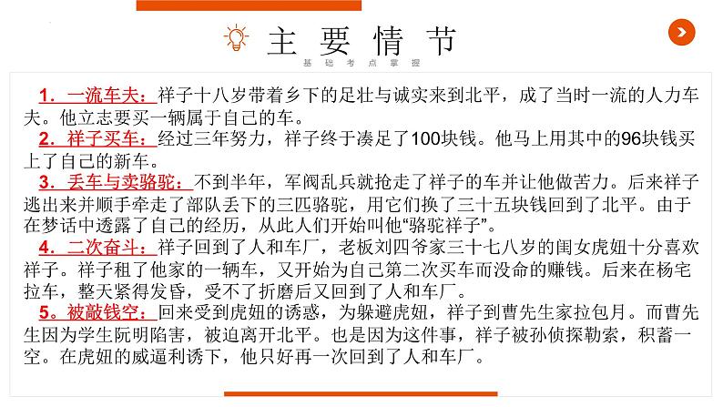 《骆驼祥子》复习课件-中考一轮复习第二弹:名著导读06