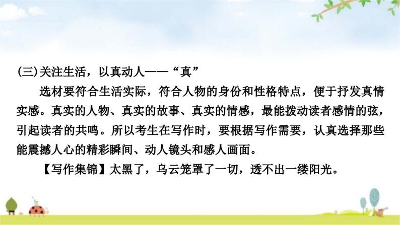 中考语文复习大作文第三讲天机云锦任我剪裁——选材和加工教学课件08