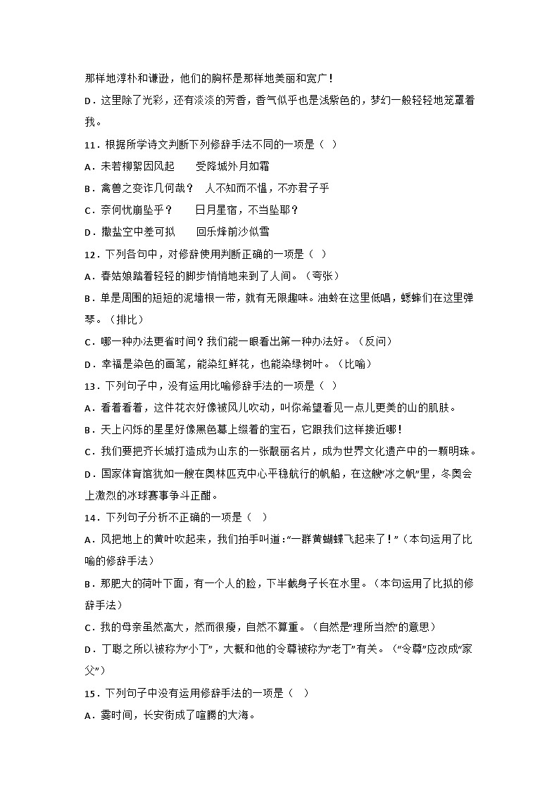 专题06 修辞手法-2022-2023学年七年级语文上册期末专项复习(部编通用版)03