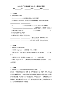 2022年广东省揭阳市中考二模语文试题（含答案）