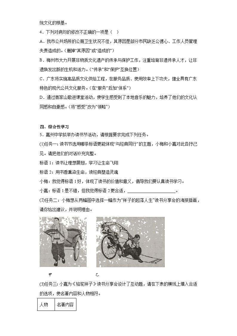 2023年广东省梅州市中考一模语文试题(含解析)02