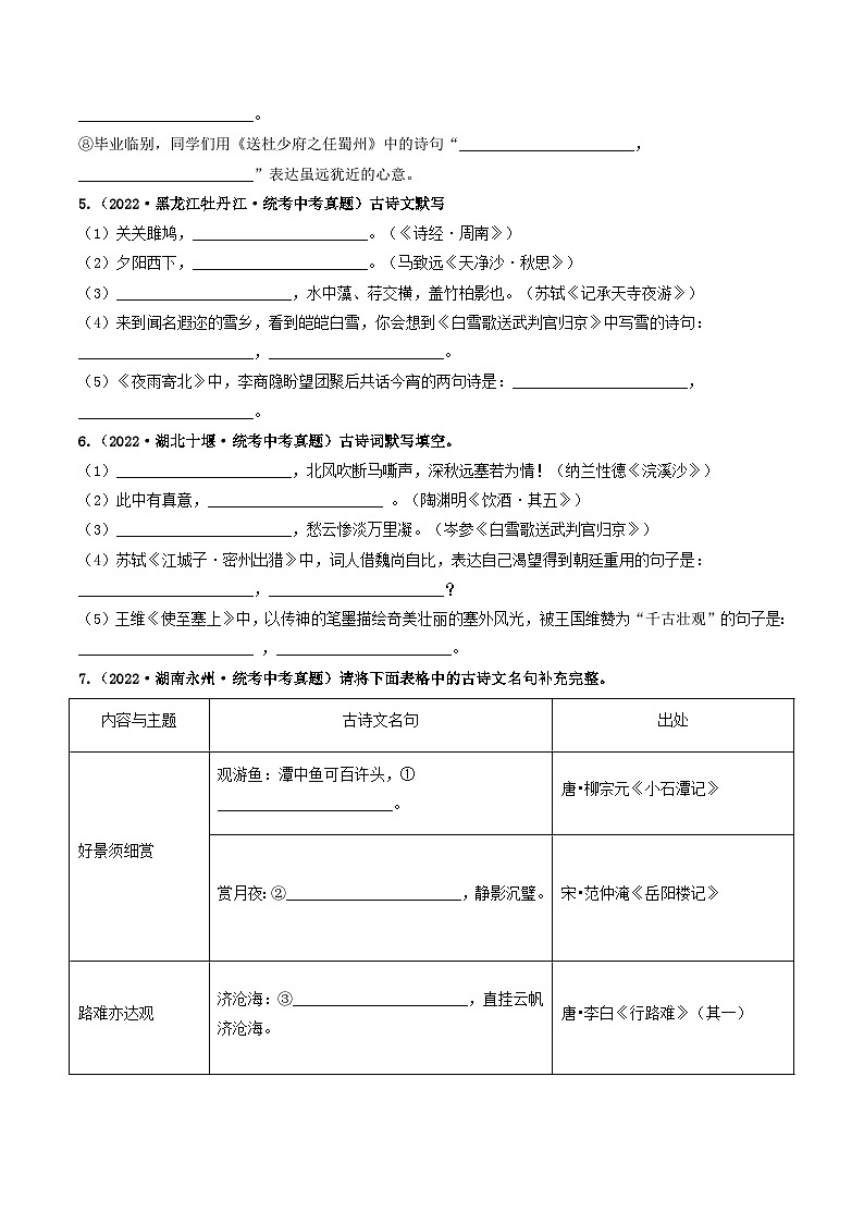 热点08 古诗文默写-2023年中考语文【热点·重点·难点】专练(全国通用)03