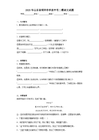 2023年山東省菏澤市單縣中考二模語文試題（含解析）