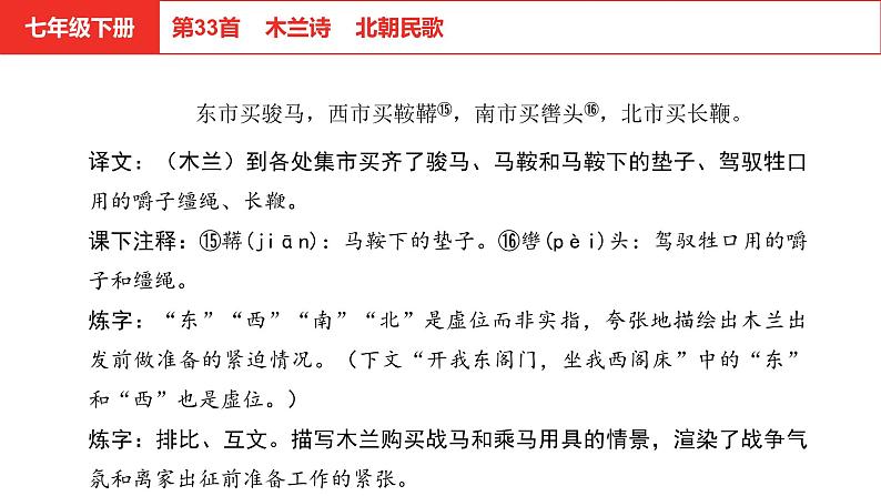 中考语文文言文复习-- 木兰诗课件PPT05