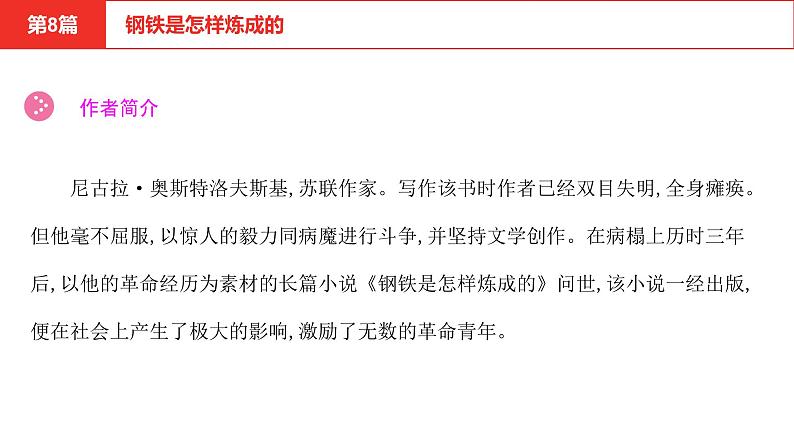 中考语文复习--名著复习-- 钢铁是怎样炼成的课件PPT03