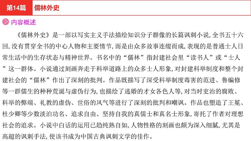 中考語(yǔ)文復(fù)習(xí)--名著復(fù)習(xí)--   儒林外史課件PPT第4頁(yè)