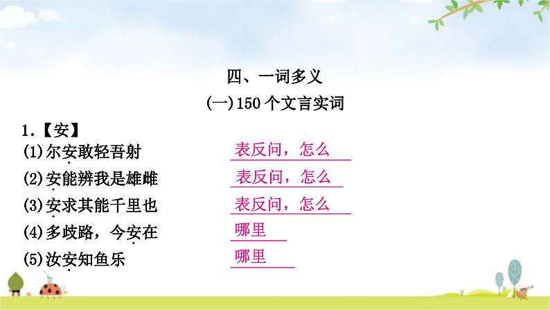 中考语文复习课内文言文知识整合练文言实词课件第2页