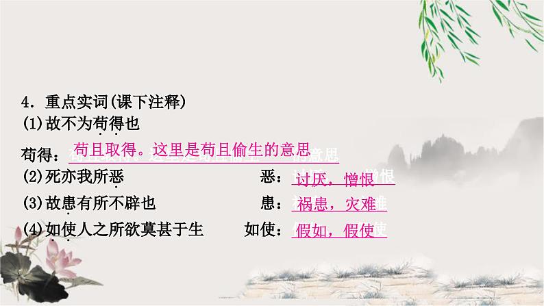 中考语文复习文言文基础储备练鱼我所欲也课件第8页