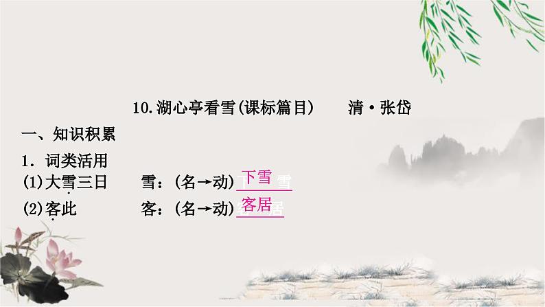 中考语文复习文言文基础储备练湖心亭看雪课件第1页