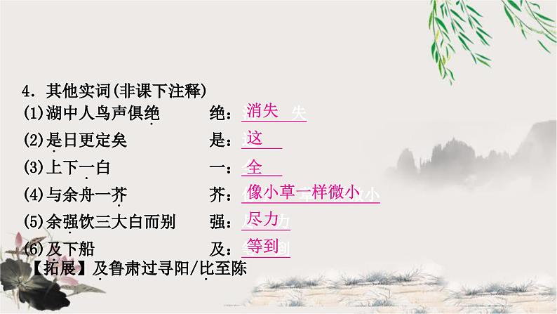 中考语文复习文言文基础储备练湖心亭看雪课件第4页