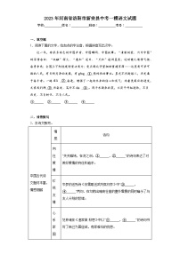 2023年河南省洛阳市新安县中考一模语文试题（含解析）