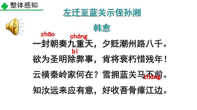 九上课外古诗左迁至蓝关示侄孙湘同步课件04