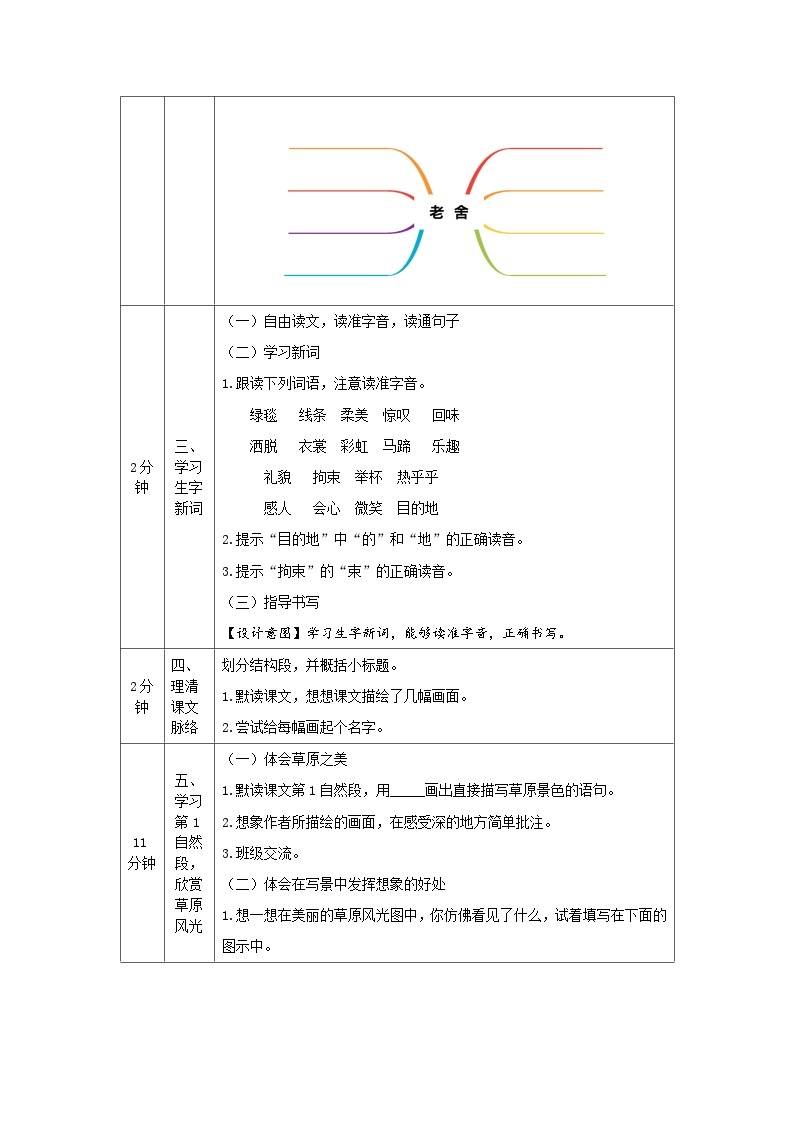 ★部编版6上   第1课 草原   教学设计 教学反思 说课稿 微课脚本 参考资料02