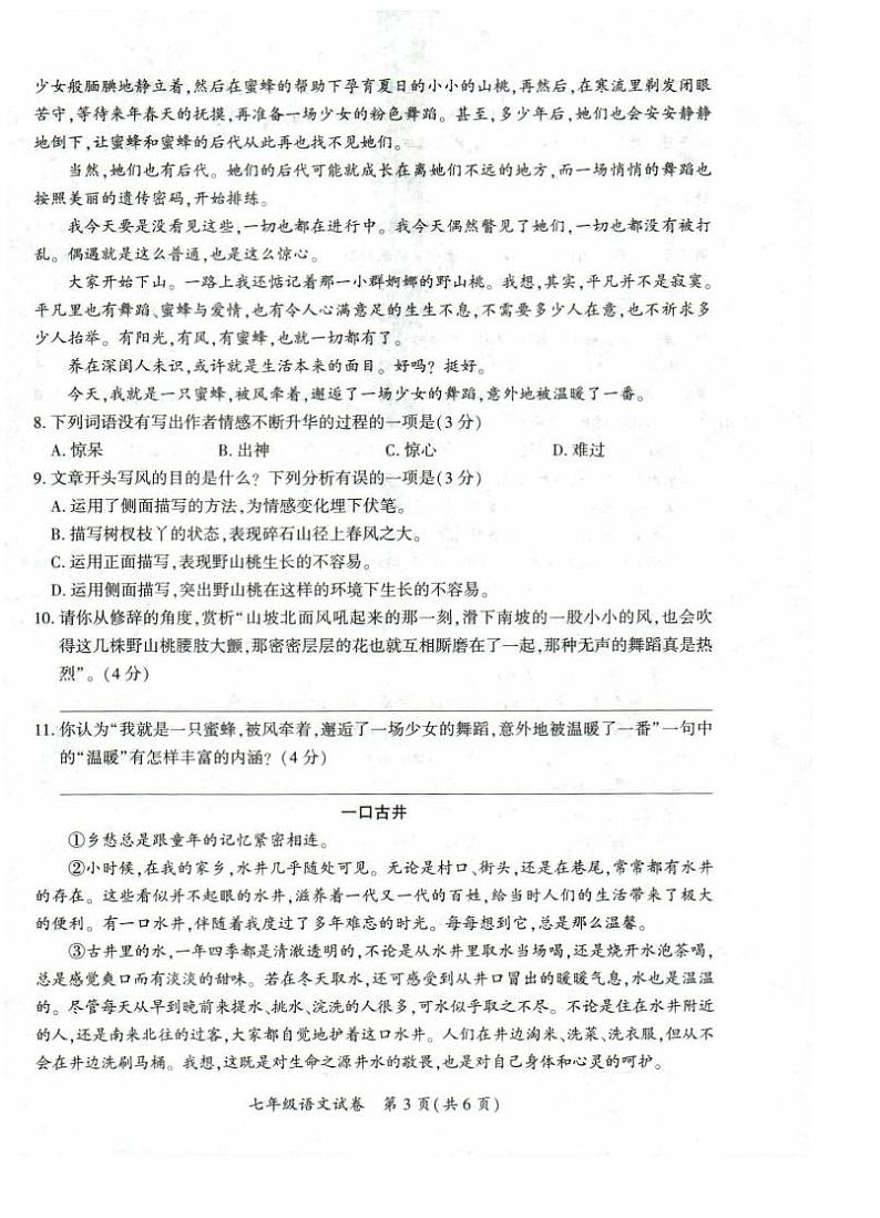 贵州省毕节市威宁彝族回族苗族自治县2022-2023学年七年级下学期7月期末语文试题第3页