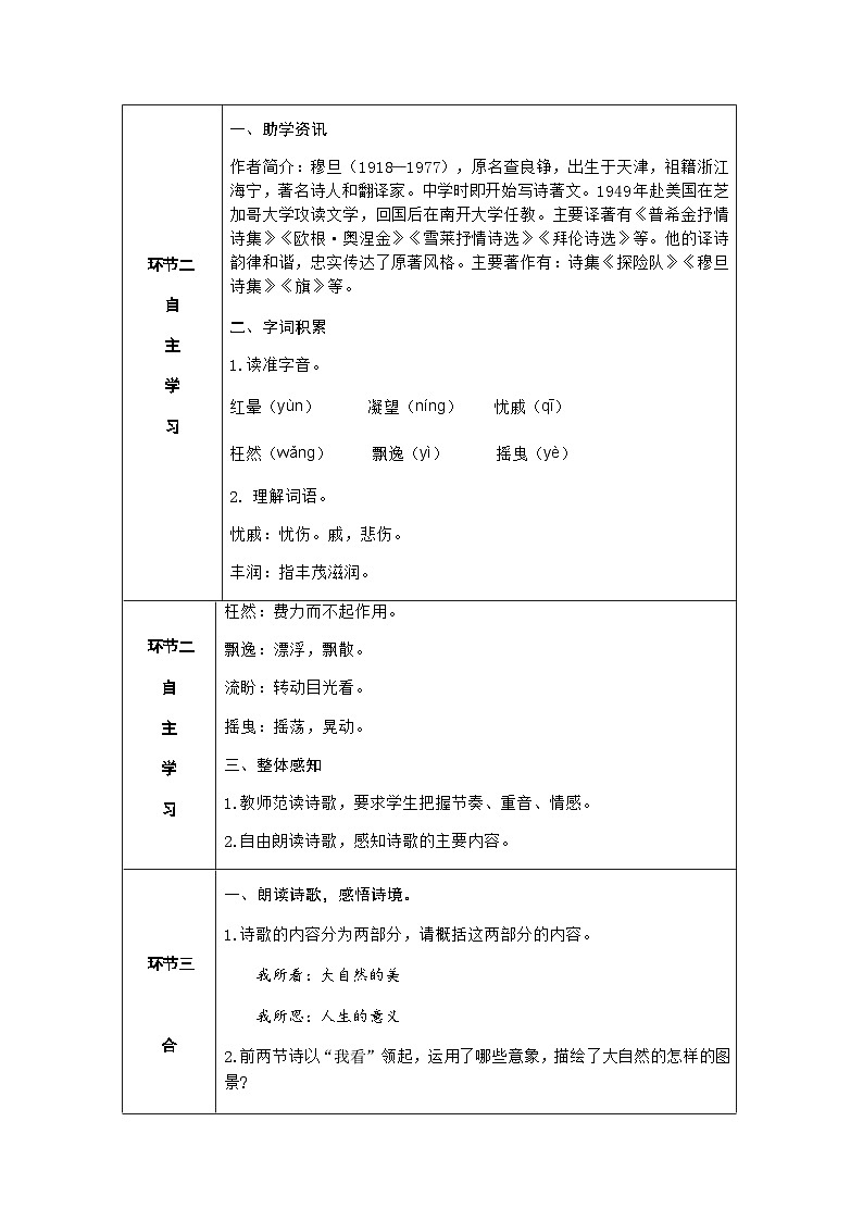 人教部编版语文九上 6《我看》课件PPT+导学案+课文朗读02