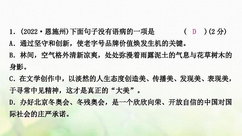中考语文复习积累与运用4专题六病句辨析与修改教学课件03