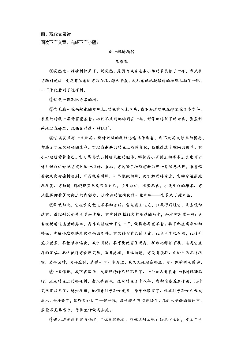 吉林省吉林市永吉县2022-2023学年七年级下学期期末语文试题(含答案)第3页