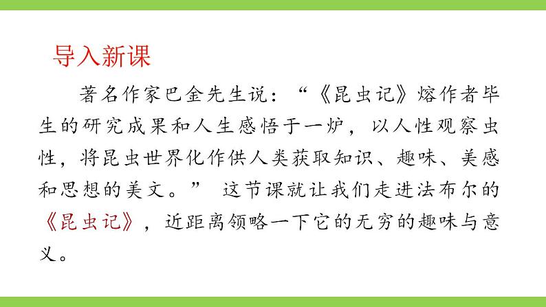 【核心素养】部编版初中语文八年级上册八上第五单元名著导读《昆虫记》(课件+教案+测试)01