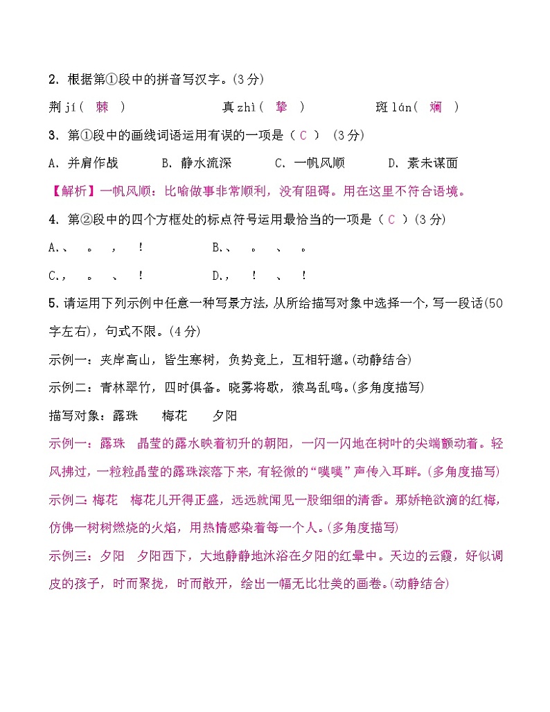 中考语文复习题组三含答案第2页