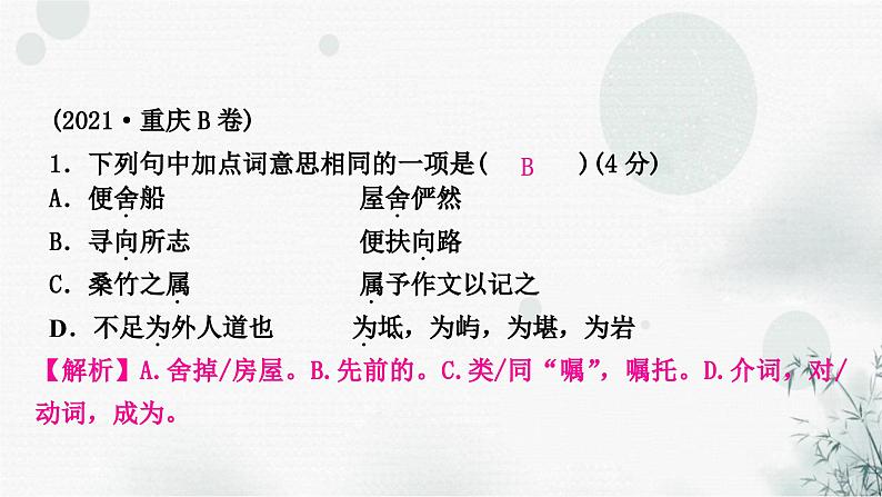 中考语文复习课标文言文阅读(九)桃花源记作业课件第2页