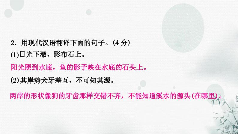 中考语文复习课标文言文阅读(十)小石潭记作业课件第3页