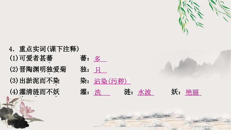 中考语文复习文言文基础爱莲说教学课件05