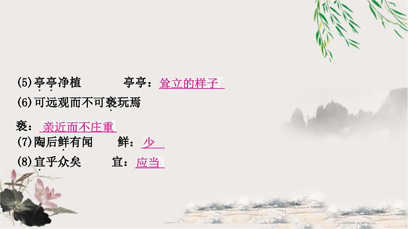 中考语文复习文言文基础爱莲说教学课件06