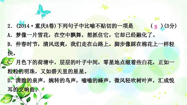 中考语文复习知识及运用专题六修辞、仿写、补写教学课件第6页