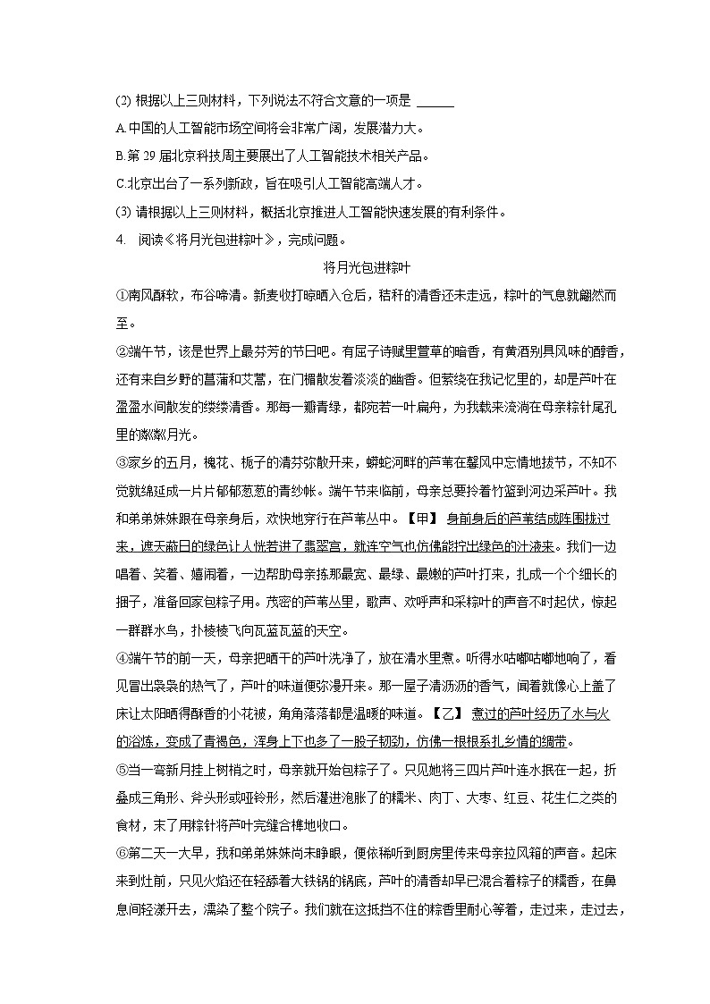 2022-2023学年北京市丰台区八年级(下)期末语文试卷(含解析)第3页