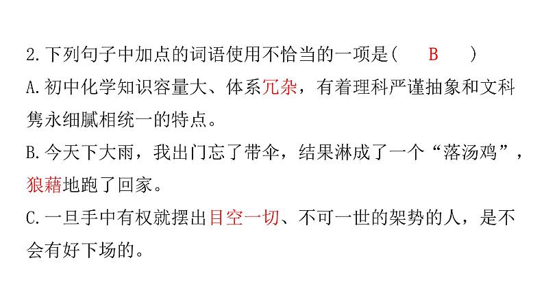人教版初中语文八年级下册专题三词语运用课件第4页