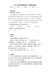 2023年河南省洛阳市中考二模语文试题（含解析）
