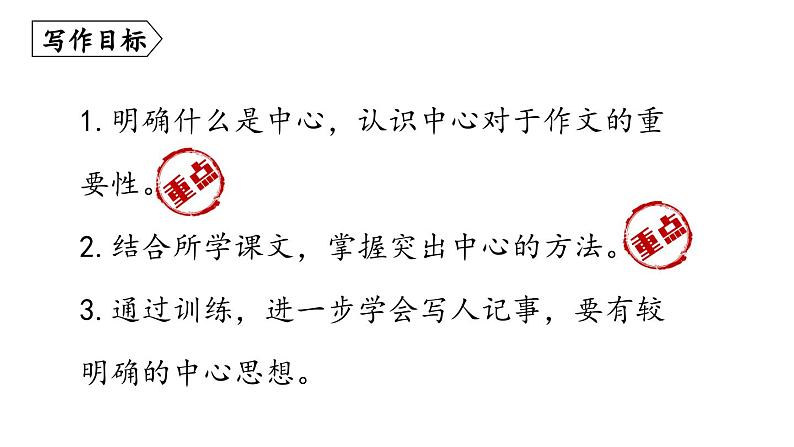 部编版七年级语文上册--第5单元 写作: 如何突出中心(精品课件)第3页