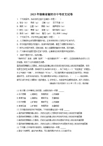 2023年湖南省衡阳市中考语文试卷（含答案解析）