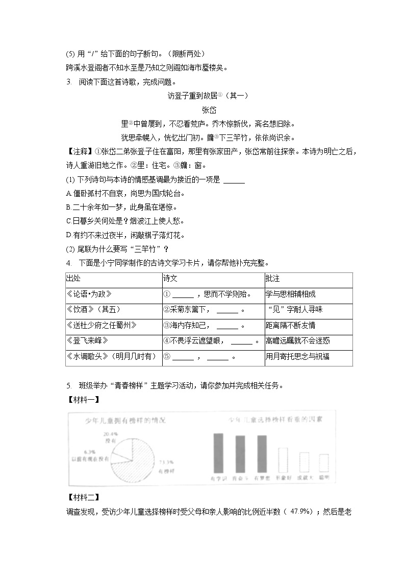 2023年山东省济宁市中考语文试卷（含答案解析）03