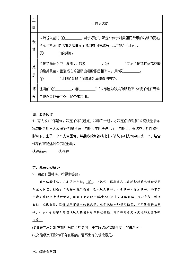 河南省洛阳市嵩县2022-2023学年八年级下学期期末语文试题(含答案)02