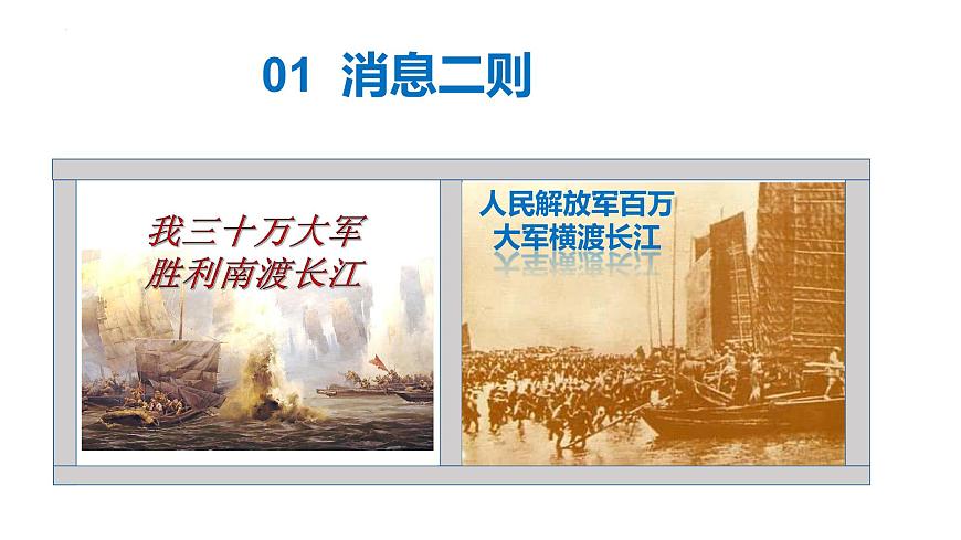 01 消息二則（《我三十萬大軍勝利南渡長(zhǎng)江》《人民解放軍百萬大軍橫渡長(zhǎng)江》）-課件第2頁(yè)