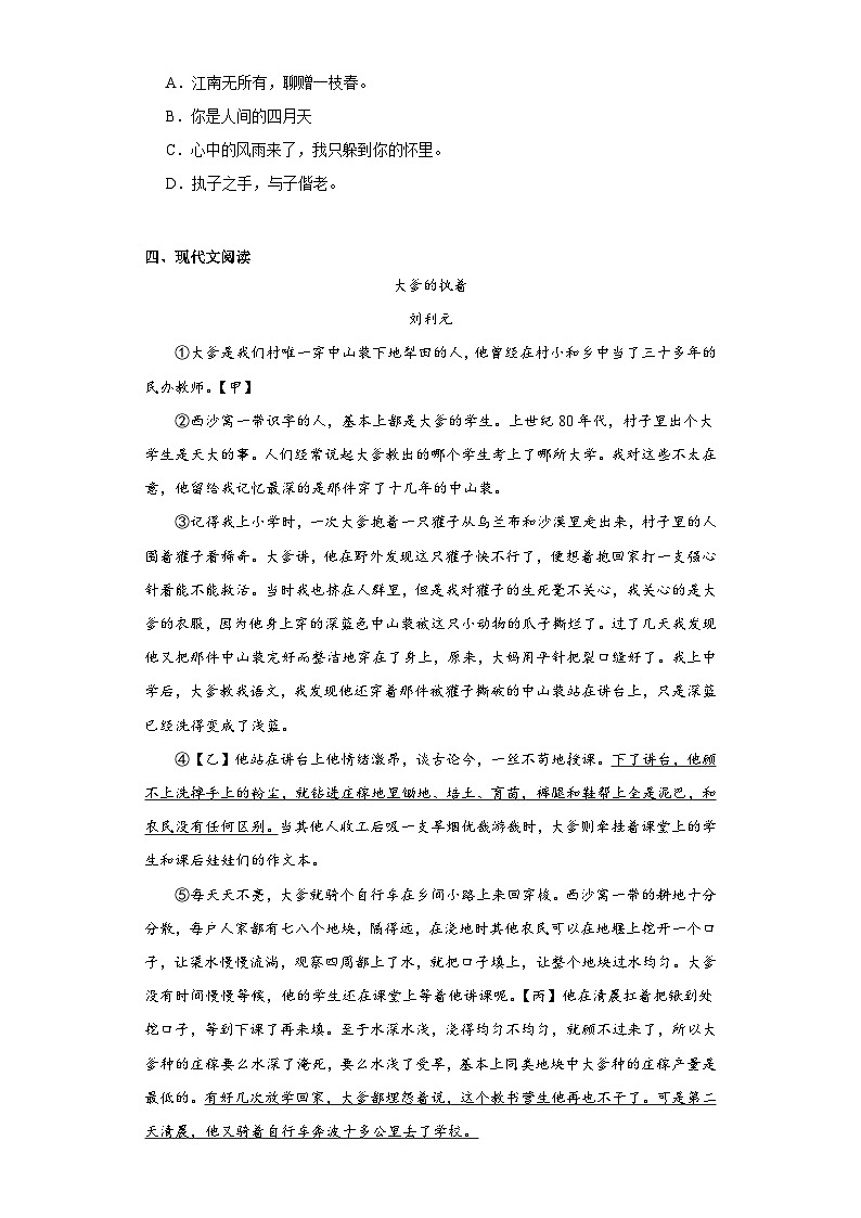 2023年安徽省合肥市第四十五中学中考四模语文试题(含解析)03