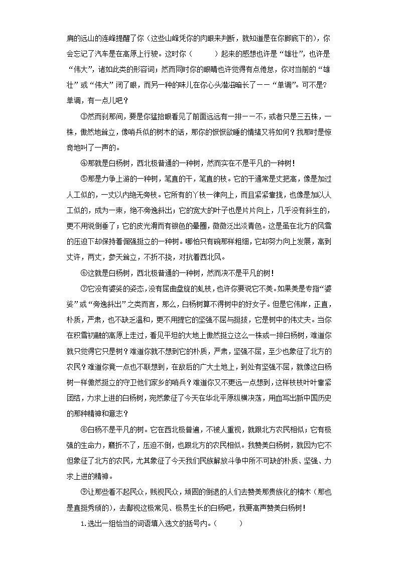 【核心素养目标】人教部编版初中语文八年级上册 《白杨礼赞》第二课时课件+教案+同步分层练习（含答案）02