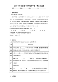 2023年河南省周口市郸城县中考一模语文试题（含解析）