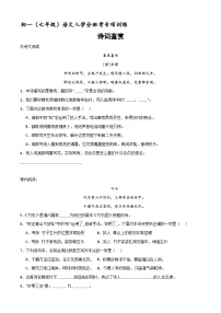 诗词鉴赏  初一（七年级）语文入学分班考训练 2023-2024学年（统编版）