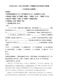 安徽省芜湖市无为市2022-2023学年九年级上学期学期期末语文试题（解析版）